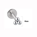 Silver stainless steel labret stud featuring a 4mm three-ball cluster design - Simple Triple-Bead Style (1 silver) / 1.2*6mm / Silver