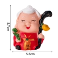 Smiling elderly lady figure in red outfit for birthday cake decoration, 5.7cm tall - Vinyl Longevity Grandma