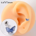 Blue butterfly earring stud in stainless steel with 0.8mm gauge screw ball back - Royal Blue Butterfly