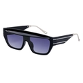 Fashionable oversized square sunglasses with black frame and purple gradient lenses - C2 Bright Black Silver Gradient Gray