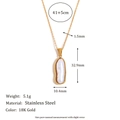 Detail view of pearl pendant necklace with 18K gold-plated stainless steel chain measurements - Long Pearl Pendant Necklace - Gold