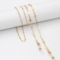 Golden eyewear chain with delicate cross charms and anti-slip rubber loops for sunglasses - 70cm / Cross