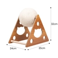 Triangle wooden cat scratcher with sisal ball, cat head cutout design, 35x24x32cm - MDF Triangle Ball Large