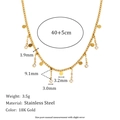 Detailed size chart for 18K gold plated stainless steel necklace with zircon pendants - Teardrop Zirconia Pendant Style (Gold-13)