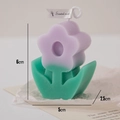 Dual-color flower scented candle in purple and green gradient with cotton wick and tag - Purple Flower Dark Green Leaf