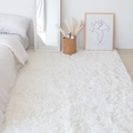 Tappeto morbido in peluche bianco per camera da letto con trama a pelo lungo - Bianco Puro (peluche Lungo) / Dimensioni Personalizzate (Contattare il Servizio)