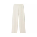 Dettaglio frontale di pantaloni a gamba larga a vita alta bianco crema da donna - Pantaloni Bianchi