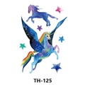 Waterproof temporary tattoo sheet with colorful watercolor unicorn and stars TH-125 - Th-125 / 210*148mm