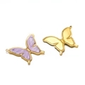 Golden butterfly pendant charms with lavender enamel and polished finish for DIY jewelry - Gradient Purple Butterfly