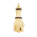 Golden Hamsa hand charm with blue zircons for DIY jewelry making and craft projects - M599223-dark Blue / Dark Blue