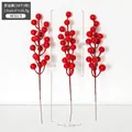 Three-piece set of artificial red Christmas berry stems with eighteen glossy berries each - ACG1-5 (3-Pack / 18 Heads Red Berries)