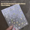 Weihnachts-Nagelsticker MO-418 mit Goldbronze-Schneeflocken, Bären und Hirschmotiven - Heißprägen Schneeflocken Aufkleber MO-418