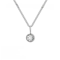 Collana in acciaio inossidabile argento con ciondolo cristallo aprile 8mm e catena O - Aprile Bianco - Argento