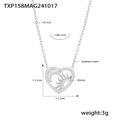 Variante collana cuore in acciaio inossidabile argento con pendente luna sole - Collana Sole Cuore Argento