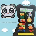 Panda busy board made of felt for toddlers with buckles zippers and learning clock - Panda Learning Board / 24*28
