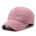 Pink sherpa fleece baseball cap for women with thick teddy wool texture for autumn winter - Adjustable / Purple