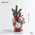 Mini 29cm artificial Christmas tree with red berries on wood base for table decor - Desktop Christmas Tree Style F