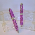 Pink and silver crystal rhinestone pens with rotating metal barrel and pen clip - Purple
