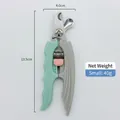 Mint green and gray stainless steel pet nail clipper with safety lock, 13.5cm size - Small / Grey Green