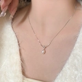 Elegant silver pearl necklace with a white teardrop pearl on a slender chain - Elegant Teardrop Pearl (XL2148)