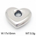 Polished silver heart pendant made of stainless steel, size 17x15mm and weight 5.5g - Center Hole Silver Heart Pendant (KLJ8708-Z)