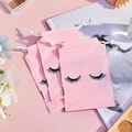 Pink frosted EVA drawstring pouches with black eyelash print for cosmetic storage - 13*18cm / Pink Eyelash
