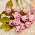 Artificial vintage pink silk roses bouquet in a high-end realistic dried style - Pink