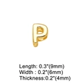 Macro detail of gold-plated letter P pendant showing 9mm height and 4mm thickness - Letter P