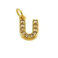 Polished gold plated letter U pendant with round pavé crystals for classic jewelry sets - Letter U