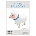 Walking sheep foil balloon for kids birthday party white and pink design 55X52CM - Walking Sheep