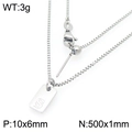 Minimalist silver stainless steel rectangular pendant necklace with engraved letter S - Silver Letter S Style (KN293685-Z)