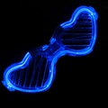 Detailed view of blue LED shutter glasses with glowing heart shape for party glow - Heart Blue