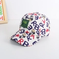 Detail of kids baseball cap featuring colorful cartoon bear and alphabet prints on canvas - 52cm Recommended 2-5 Years / Off-White Letter Bear