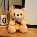 Plüsch-Abschluss-Teddybär mit schwarzem Doktorhut und Congratulations-Schärpe - Hellbrauner Bär-Gelbe Kleidung / 18cm