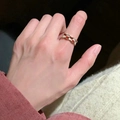 Enamel butterfly ring with red and white checkered pattern on a wavy metal band - Checkerboard Enamel