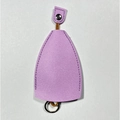 Cute purple leather key case protector for door access cards with brown rope strap - Solid Pink Purple
