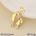 Pink enamel and gold plated stainless steel Mother and Daughter heart pendant charm - Mother-Daughter Love Enamel (KLJ9577-ZLA)