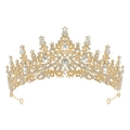 Elegante tiara da sposa dorata con cristalli scintillanti e design barocco reale - Oro KC