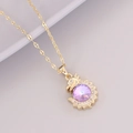Close-up of golden dragon pendant with a large purple gemstone and sparkling zircon halo - Dragon (5# Dragon)