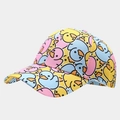 Makro-Seitenansicht des bunten Entenprints und der Nähte auf der Twill-Baumwolle-Baseballkappe - Bunte Entchen-Druck (BQM1500) / Bunt