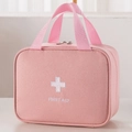 Borsa pronto soccorso rosa portatile con manici e logo della croce bianca per i viaggi - Taglia Grande (Doppia Maniglia) / Rosa