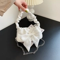 Sac à main blanc rétro nuage avec nœud papillon et bandoulière chaîne en métal - Blanc
