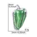 Abalorio de chile verde con borde plateado y dimensiones para joyería personalizada DIY - Pimiento verde