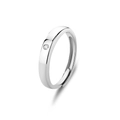S925 Sterling Silber Engelsflügel Ring mit Zirkonia-Verzierung in glänzendem Silber - Einfacher Einzelstein Offener Stil / Herrenring