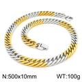 Tweekleurige zilveren en gouden Cubaanse schakelketting van 500x10mm met metalen slot - Ketting 50cm