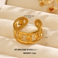 Verstellbarer 18k vergoldeter Edelstahlring mit hohlem Herzdesign für Damen - Hohles Herz Breitstil (ZN1482-1091)