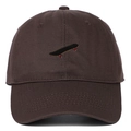 Detail view of coffee brown baseball cap featuring small embroidered skateboard pattern - Adjustable / Coffee