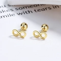 Minimalist 925 sterling silver infinity earrings in gold finish with screw back closure - 925 Silver / Gold