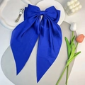 Elegante fermaglio per capelli in raso blu reale con lunghi nastri per acconciature - Blu zaffiro
