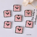 Pink heart resin charm with silver wavy frame and dot texture for DIY accessories - Pink Envelope
